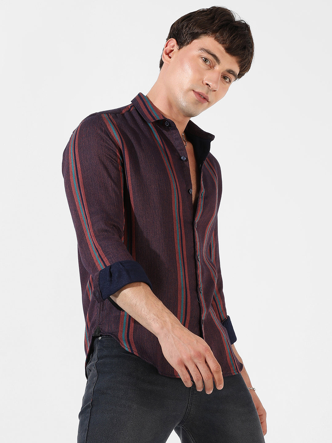 Campus Sutra Striped Casual Shirt