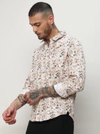 Campus Sutra Abstract Cotton Shirt