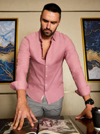 Campus Sutra Self-Design Striped Shirt