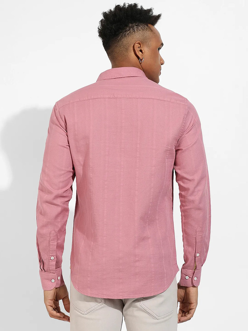 Campus Sutra Self-Design Striped Shirt