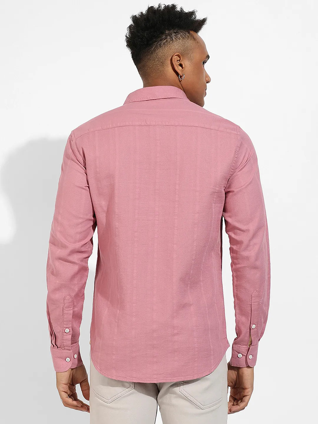Campus Sutra Self-Design Striped Shirt