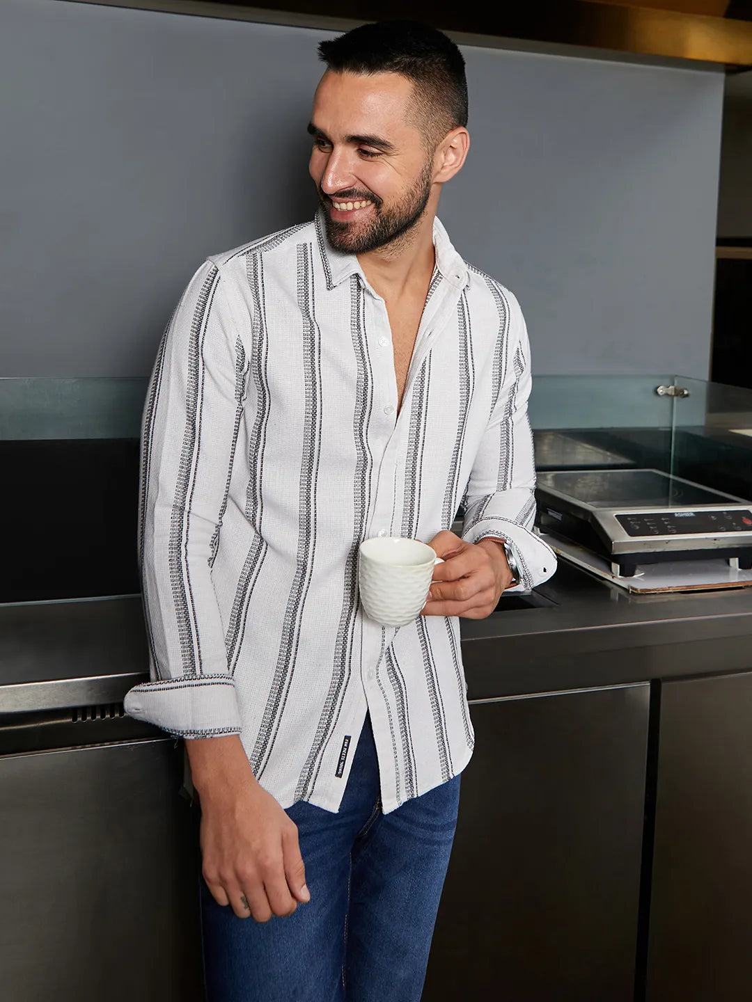 Campus Sutra Barcode Striped Shirt
