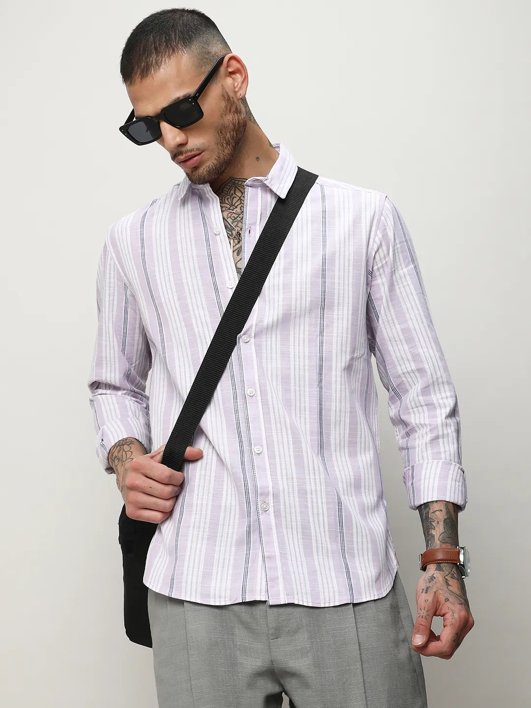 Campus Sutra Barcode Striped Shirt