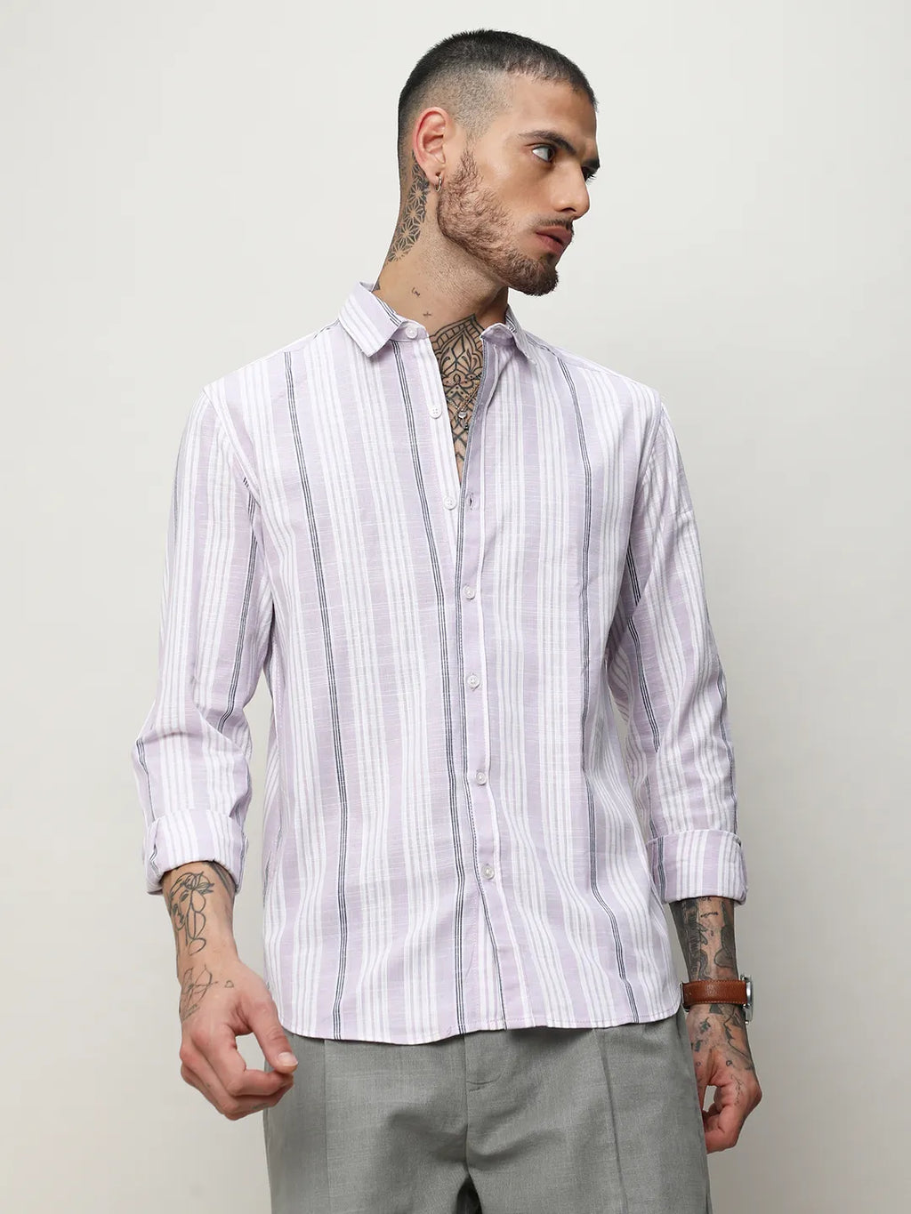Campus Sutra Barcode Striped Shirt