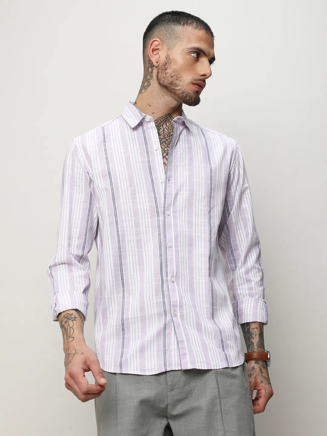 Campus Sutra Barcode Striped Shirt