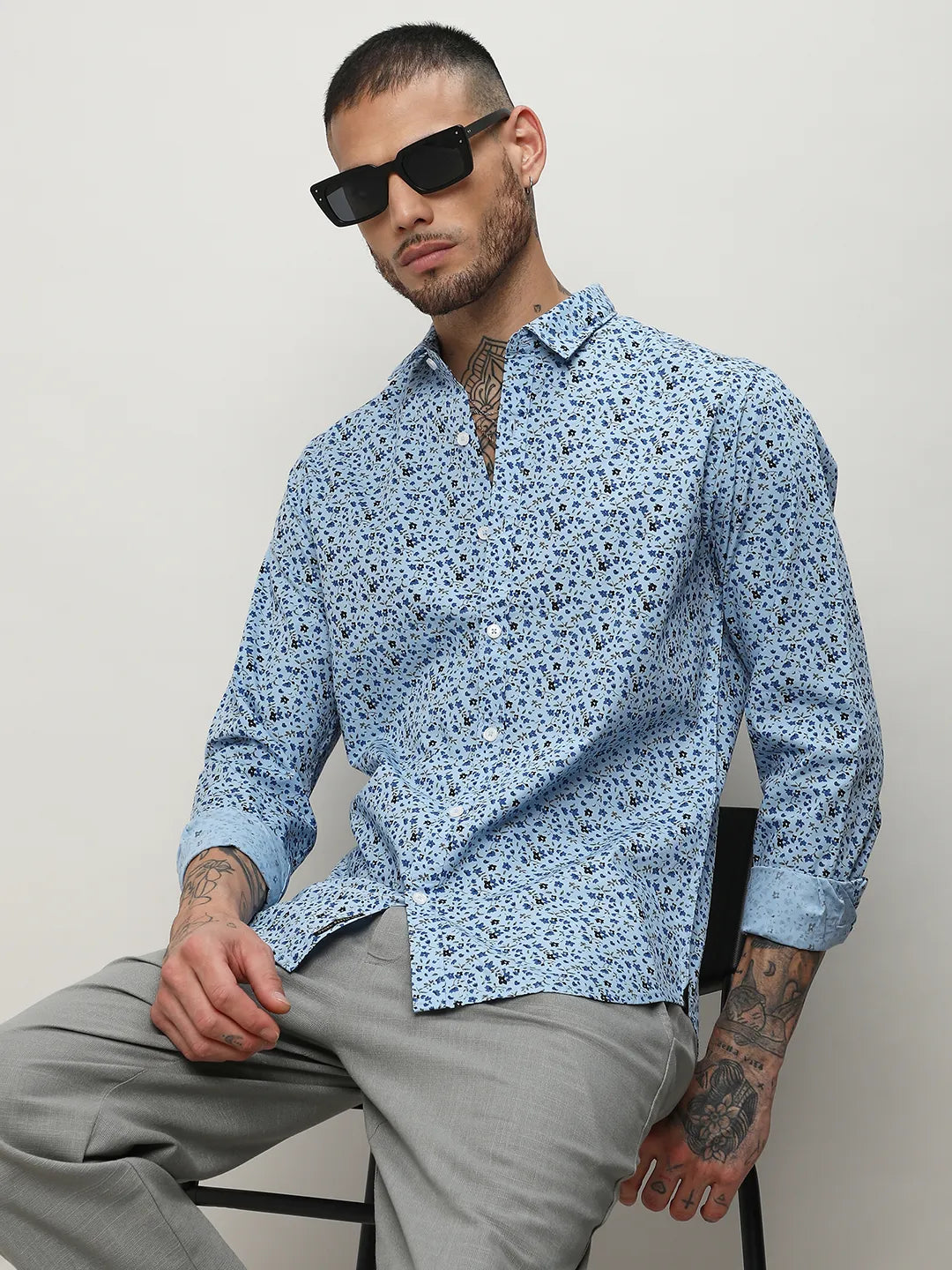 Campus Sutra Micro Floral Shirt