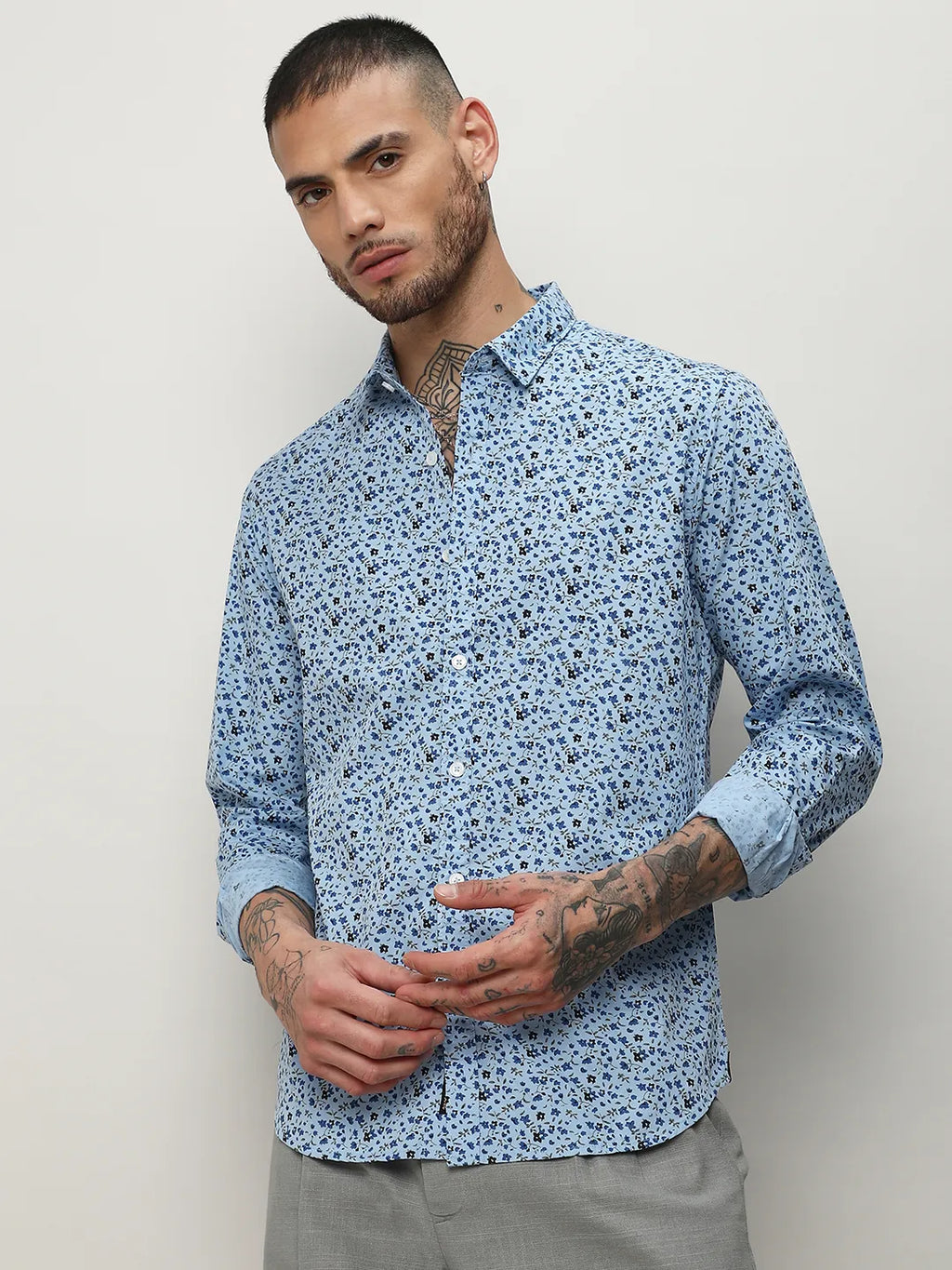 Campus Sutra Micro Floral Shirt