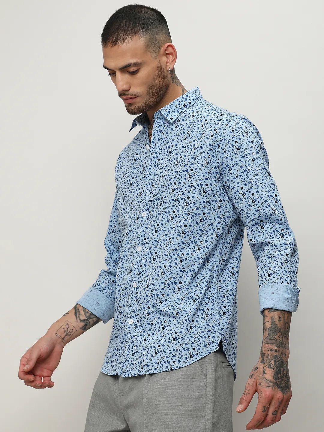 Campus Sutra Micro Floral Shirt