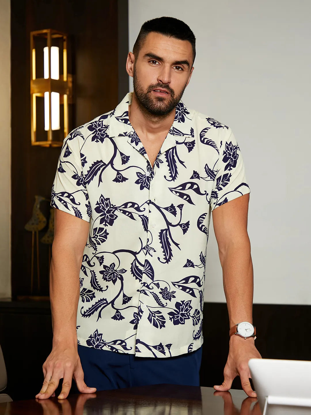 Campus Sutra Contrast Flower Shirt