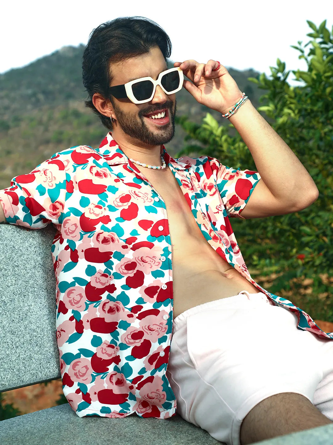 Campus Sutra Rose Foliage Shirt