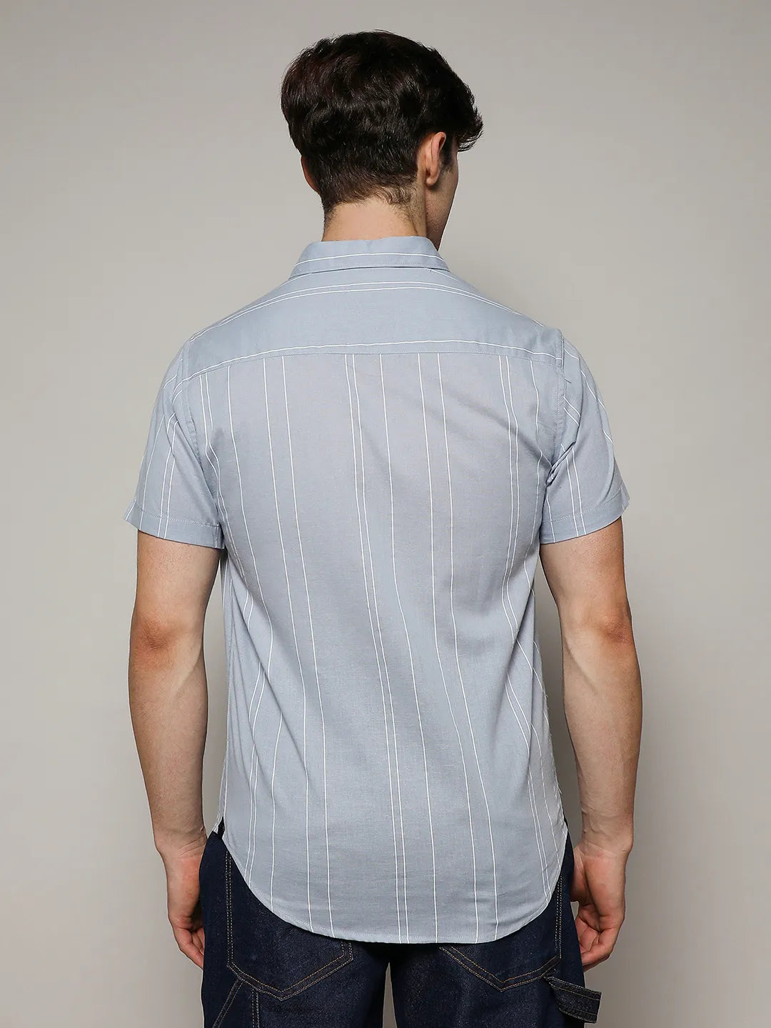 Campus Sutra Unbalanced Striped Shirt