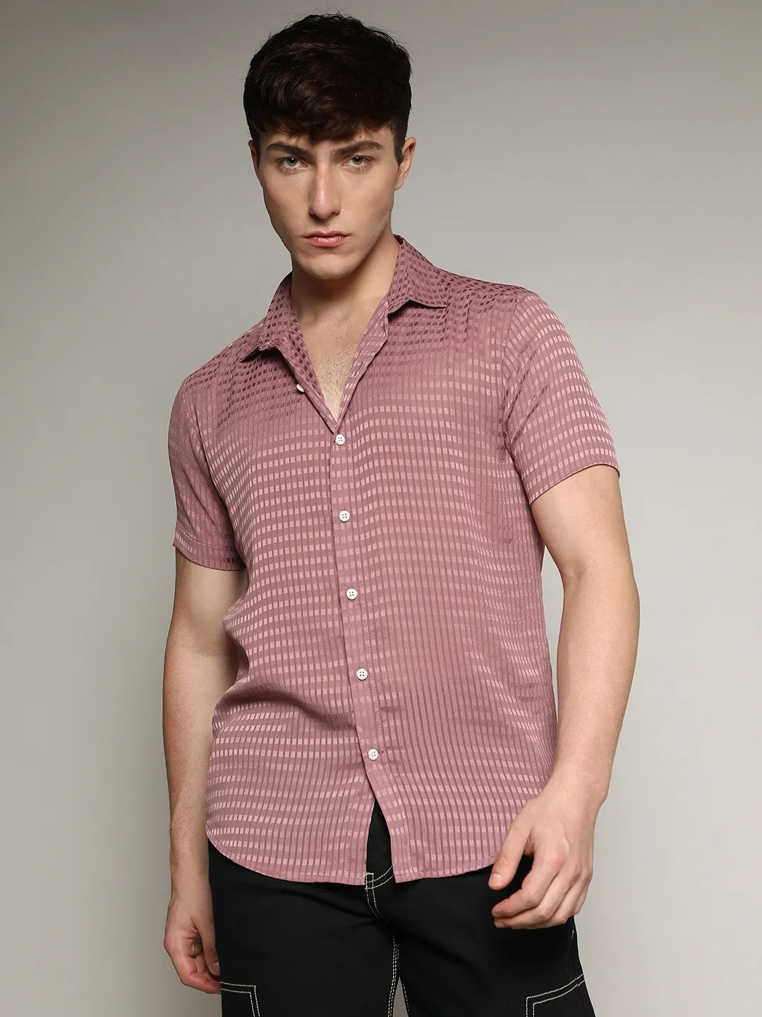 Campus Sutra Self-Design Block Shirt