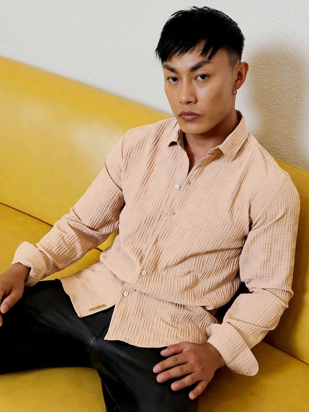 Campus Sutra Self-Design Intertwine Shirt