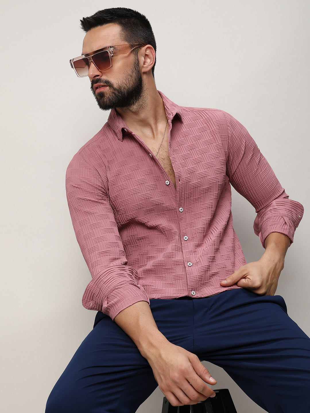 Campus Sutra Self-Design Intertwine Shirt