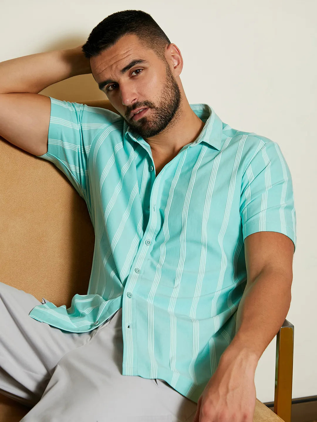 Campus Sutra Unbalanced Striped Shirt