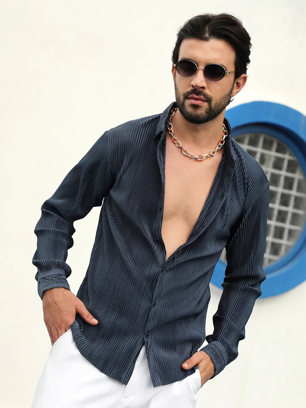 Campus Sutra Pleat-Creased Shirt
