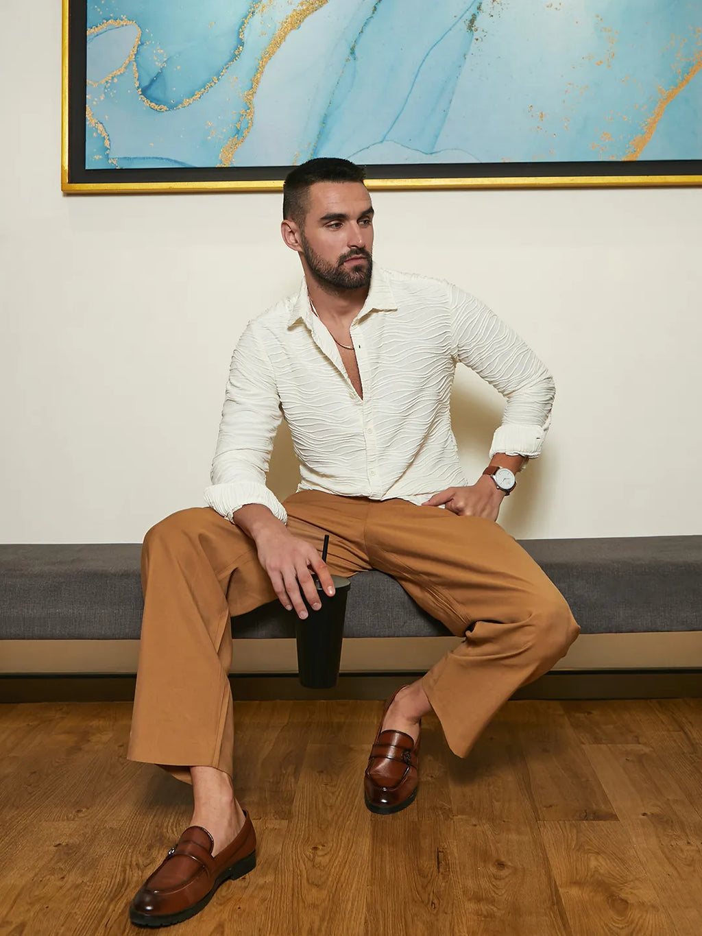 Campus Sutra Self-Design Wave Shirt