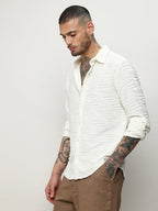 Campus Sutra Self-Design Wave Shirt