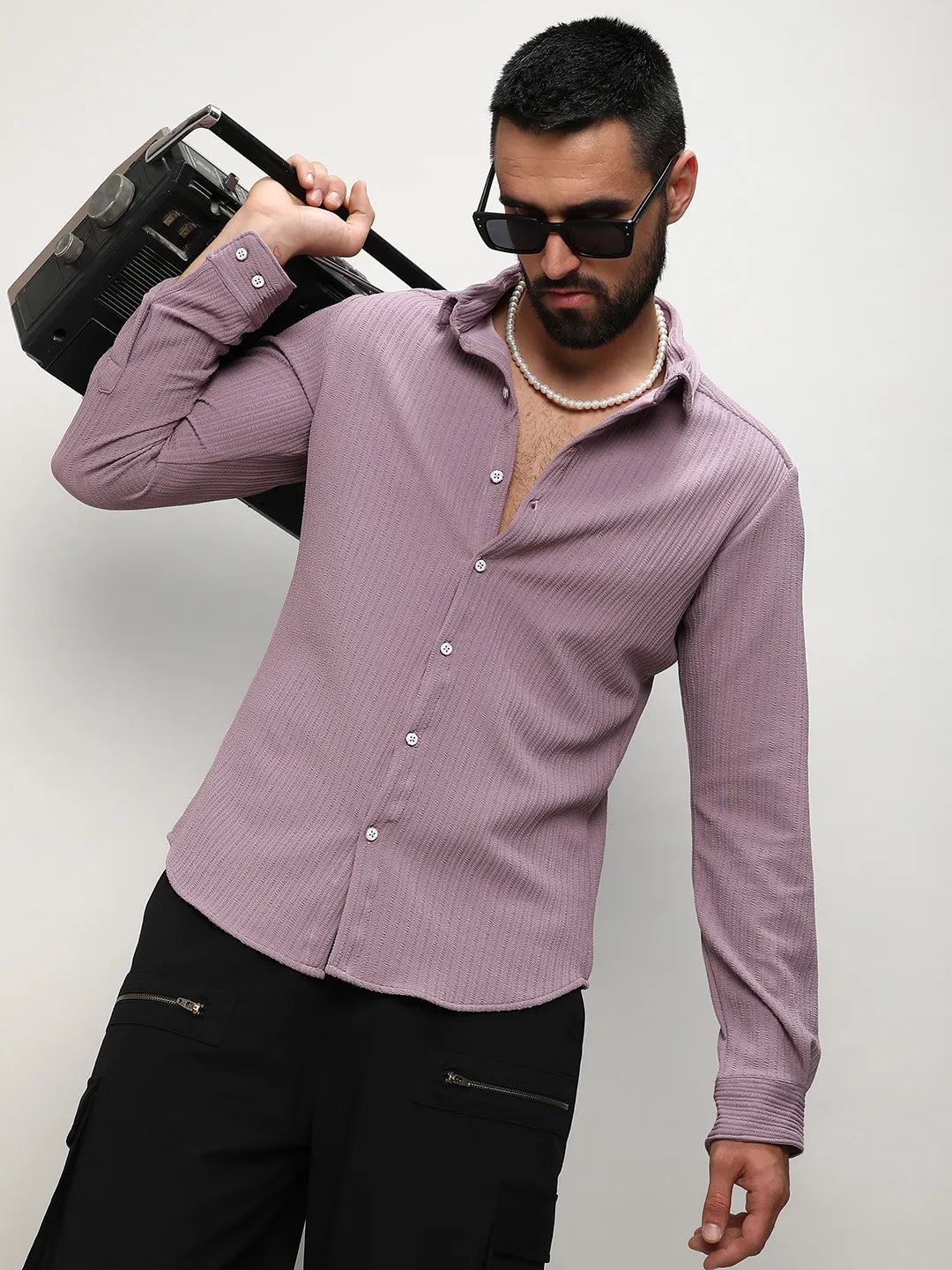 Campus Sutra Stripe-Creased Shirt
