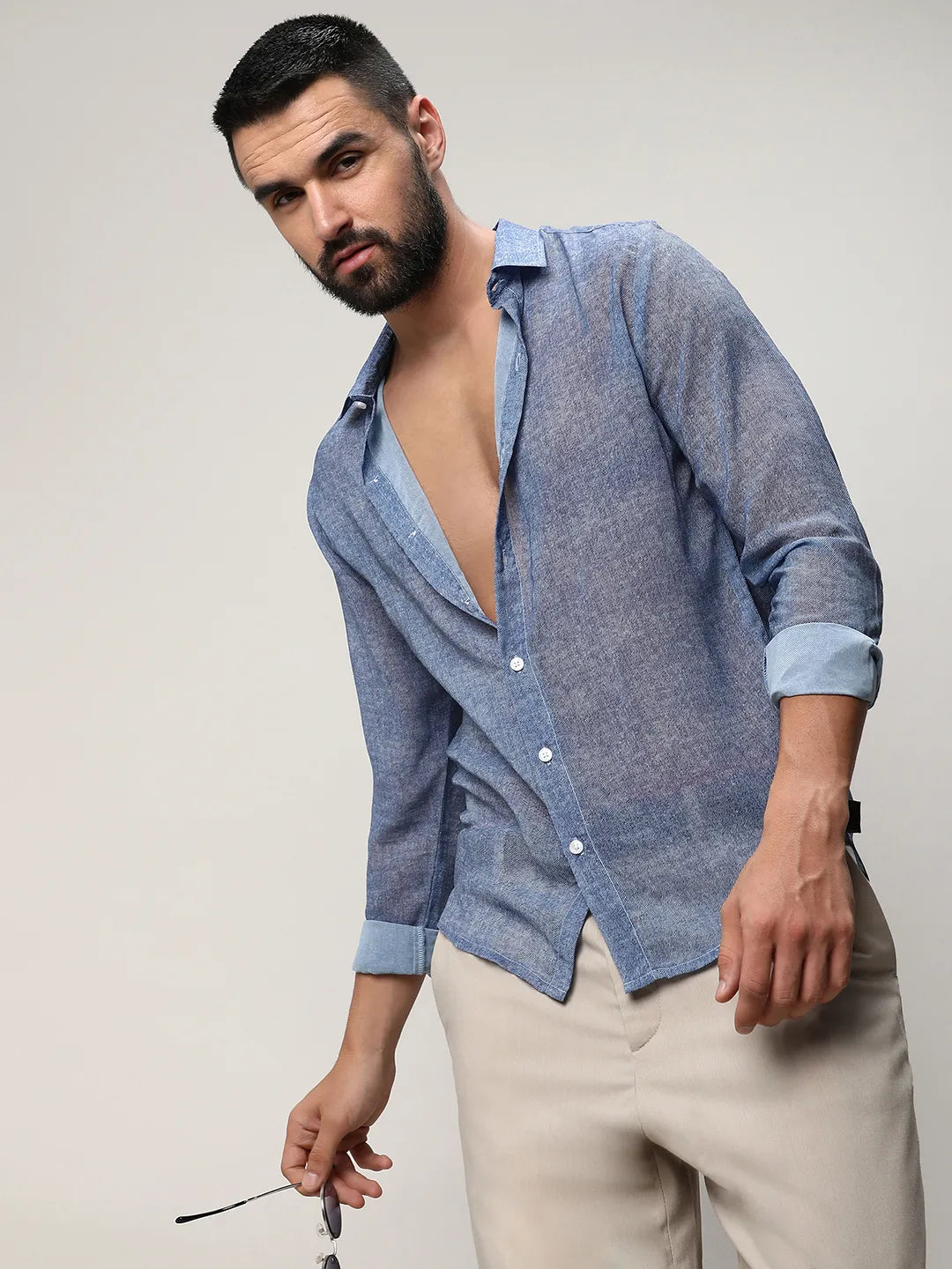 Campus Sutra Gauzy Heathered Shirt