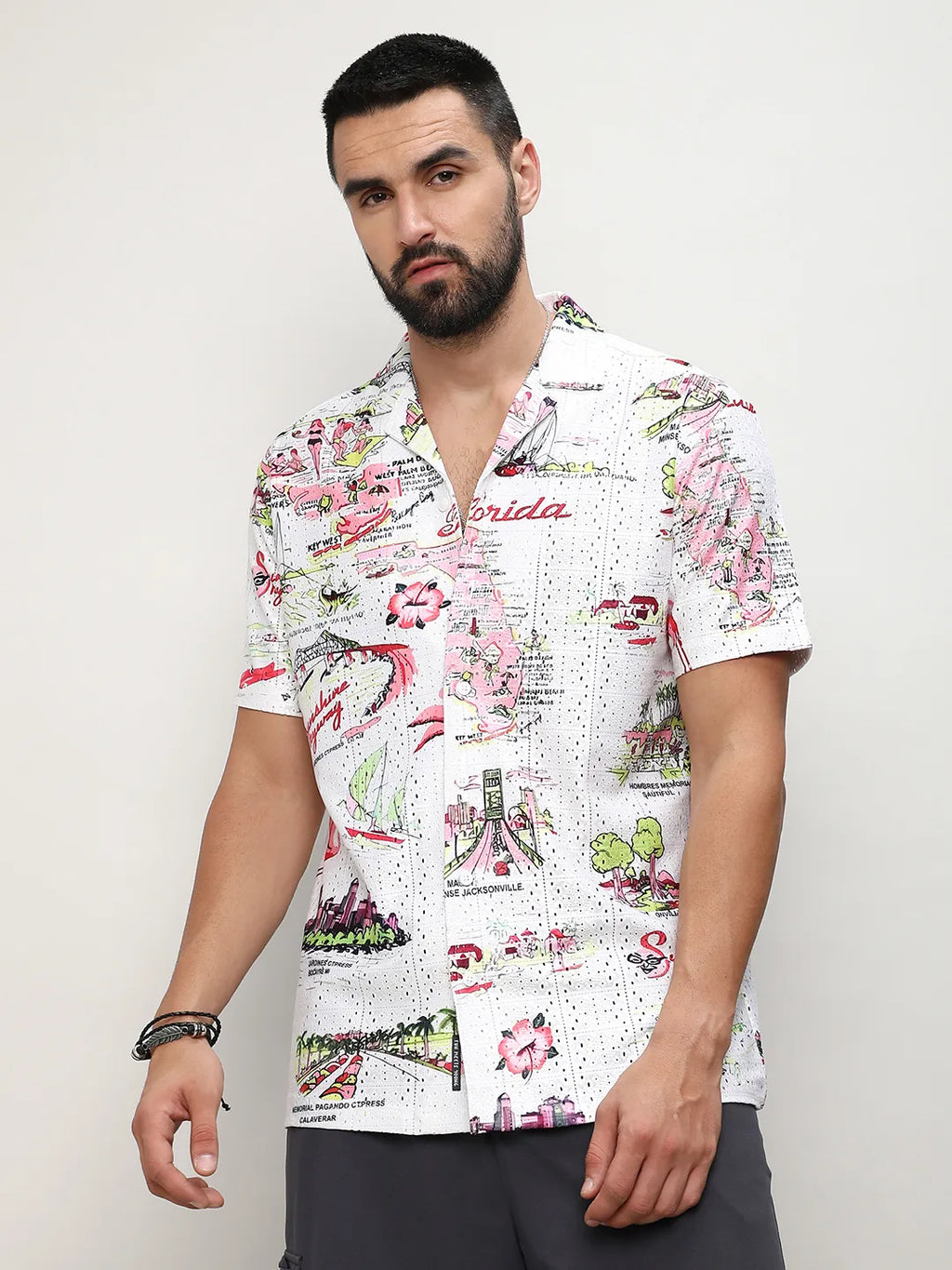 Campus Sutra Mesh Maps Shirt
