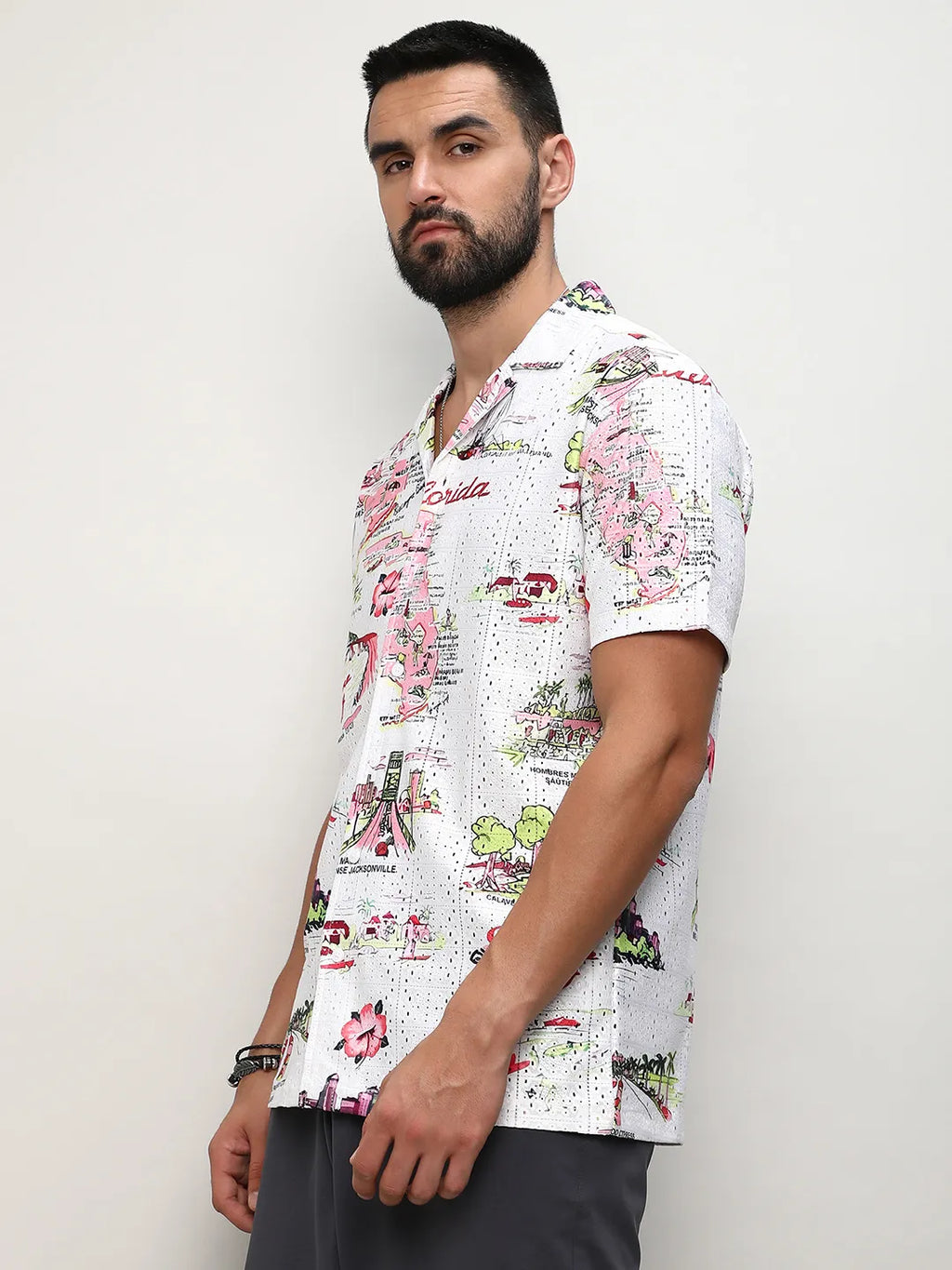 Campus Sutra Mesh Maps Shirt