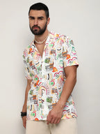 Campus Sutra Mesh Graphic Shirt