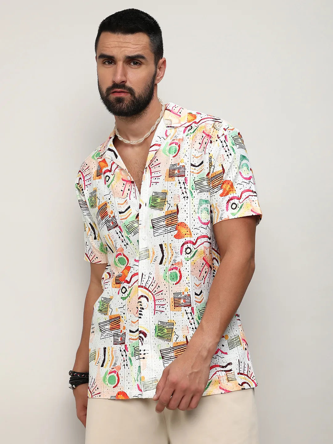 Campus Sutra Mesh Graphic Shirt