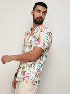Campus Sutra Mesh Graphic Shirt