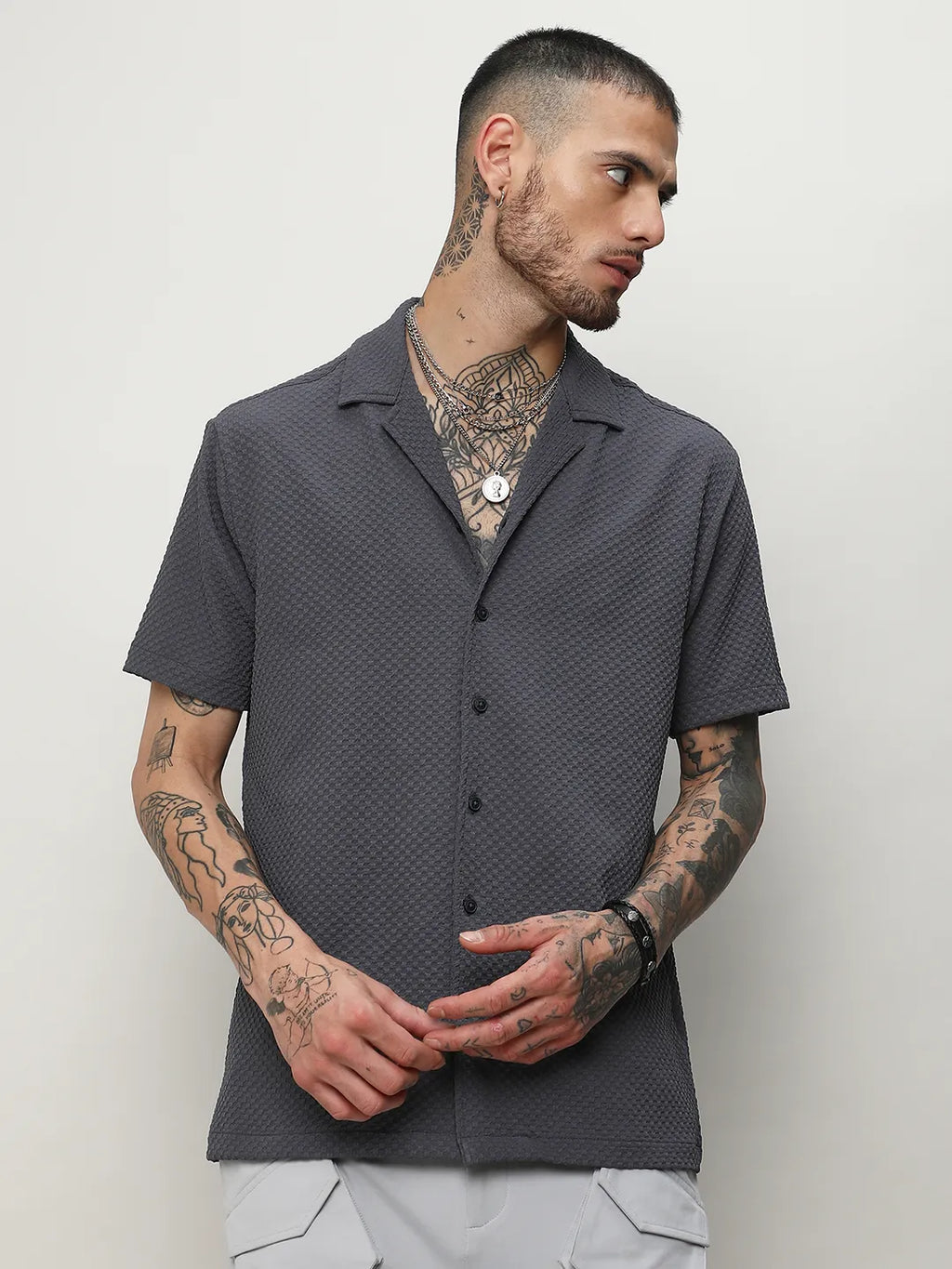 Campus Sutra Self-Design Block Shirt