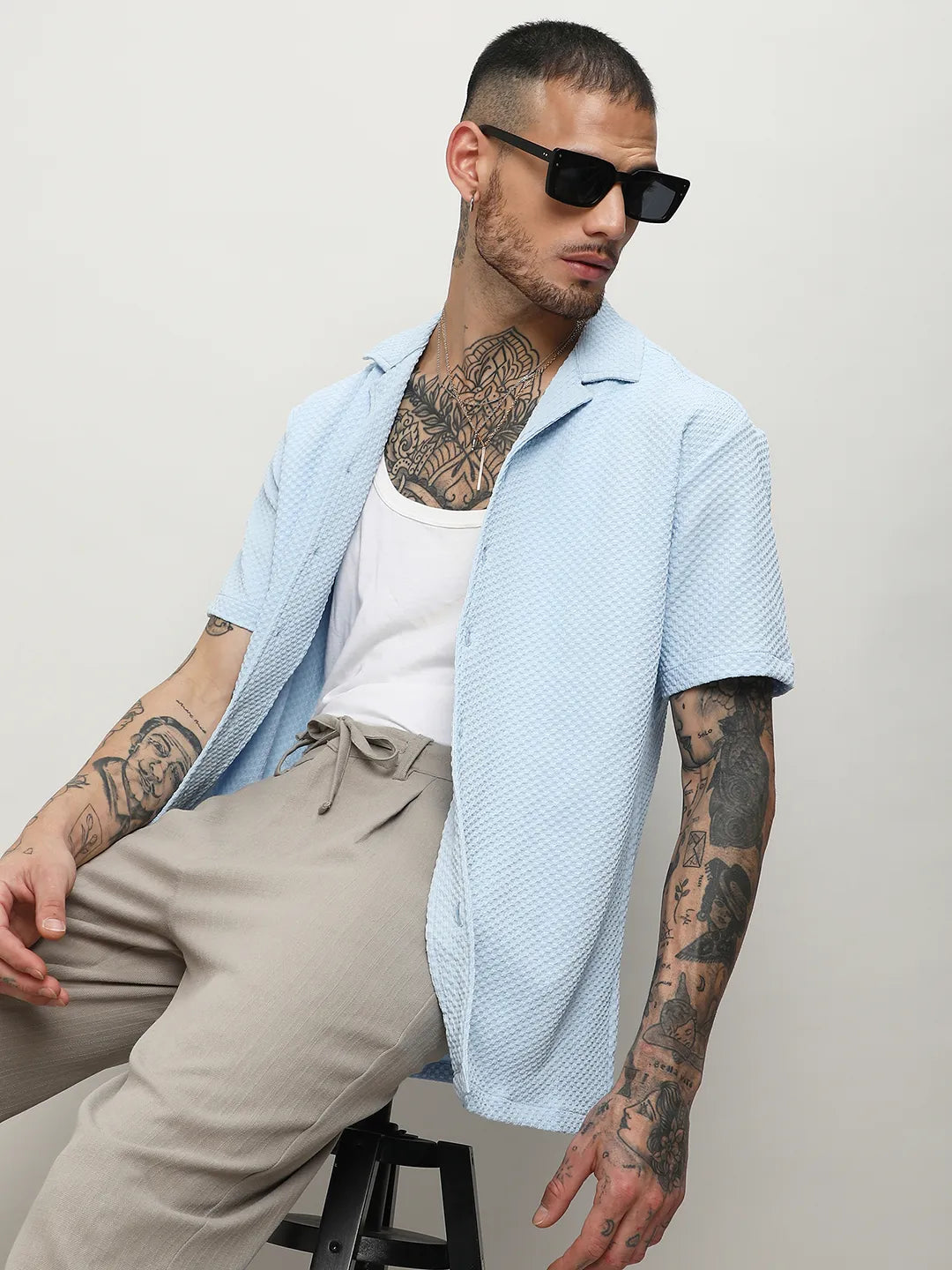 Campus Sutra Self-Design Block Shirt