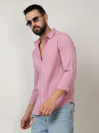 Campus Sutra Self-Design Striped Shirt