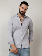 Campus Sutra Self-Design Striped Shirt