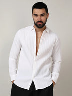 Campus Sutra Self-Design Striped Shirt