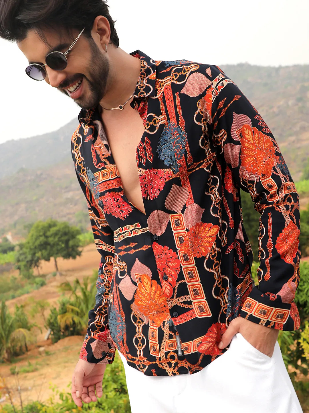 Campus Sutra Artistic Block Shirt