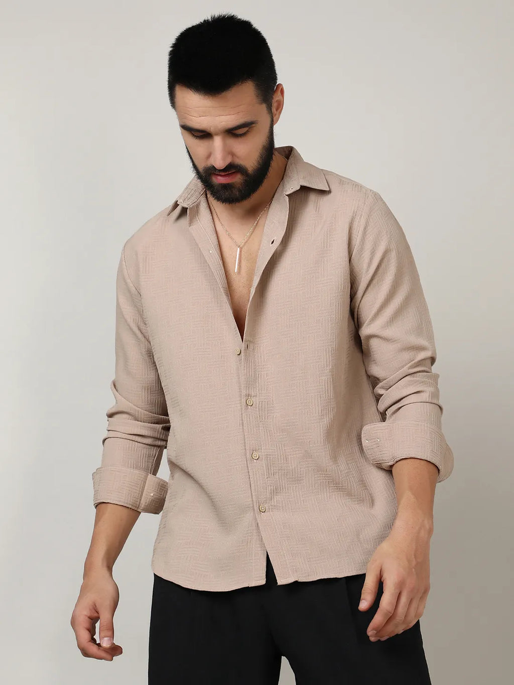 Campus Sutra Self-Design Intertwine Shirt