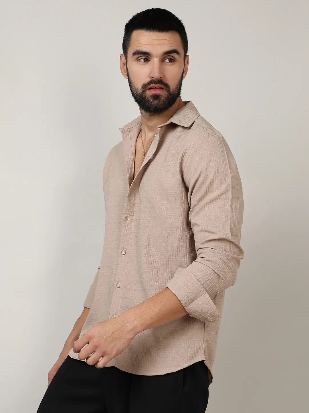 Campus Sutra Self-Design Intertwine Shirt