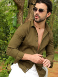 Campus Sutra Self-Design Striped Shirt