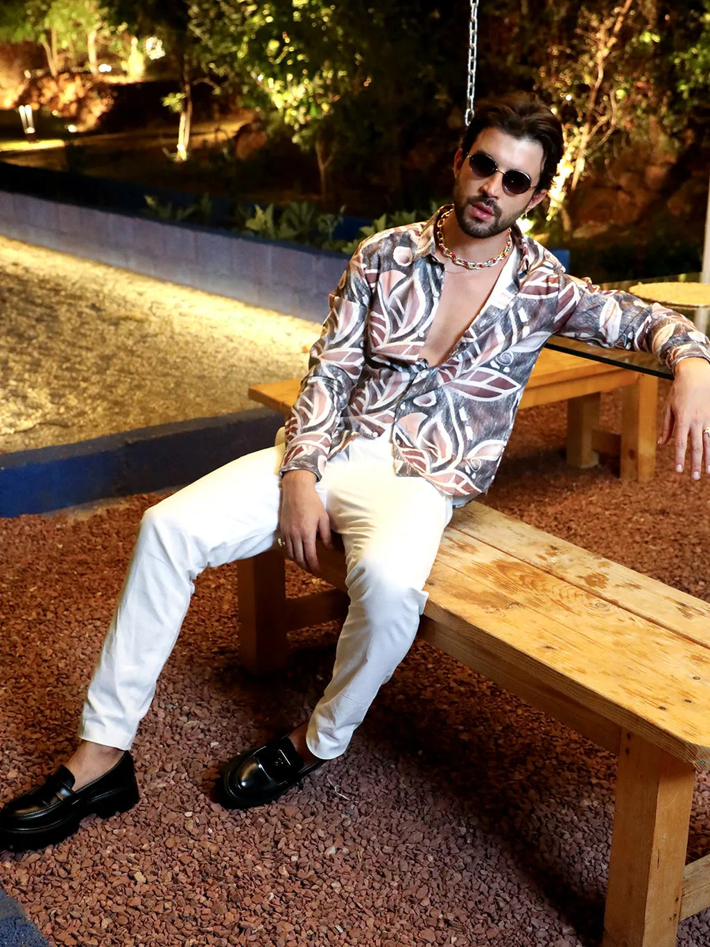 Campus Sutra Marble Foliage Shirt
