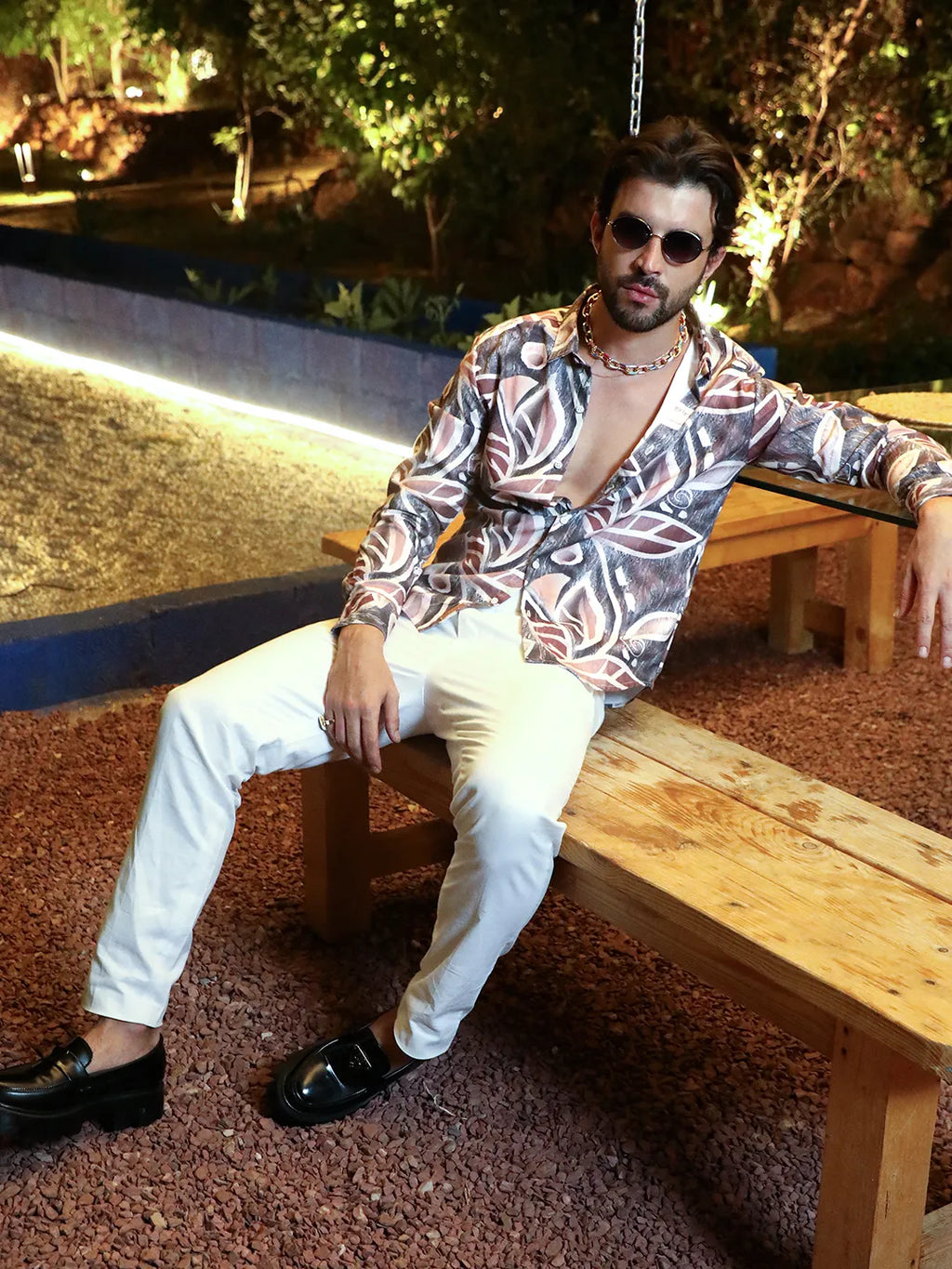 Campus Sutra Marble Foliage Shirt