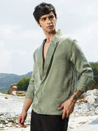 Campus Sutra Shawl Collar Shirt