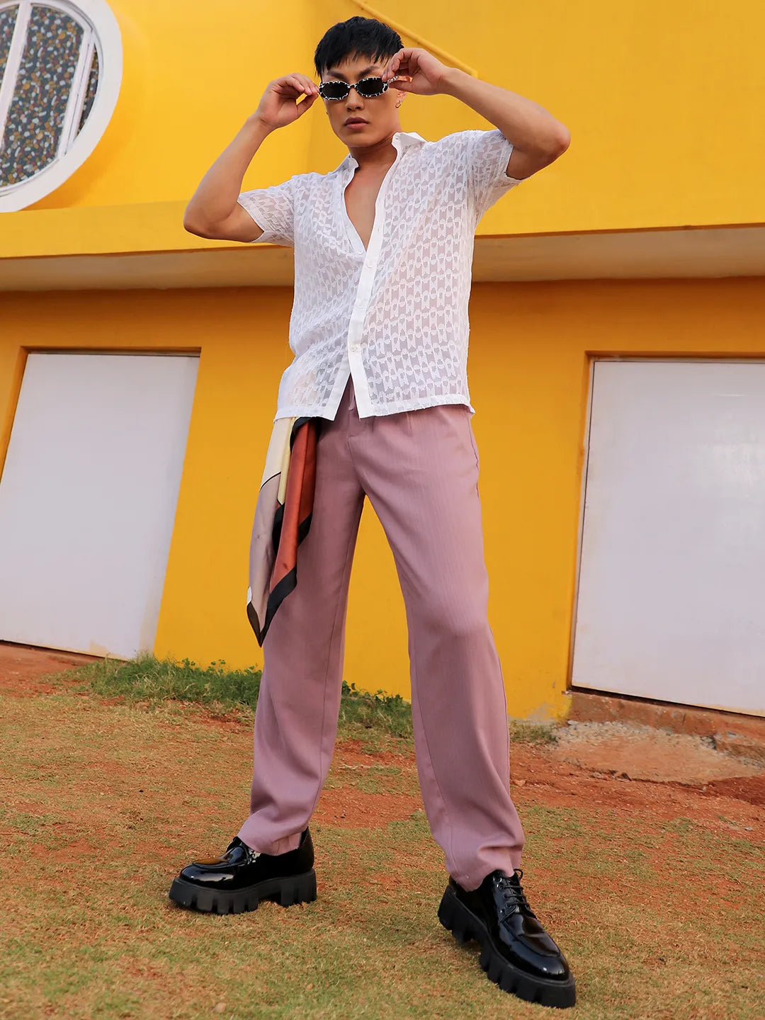 Campus Sutra Self-Design Block Shirt