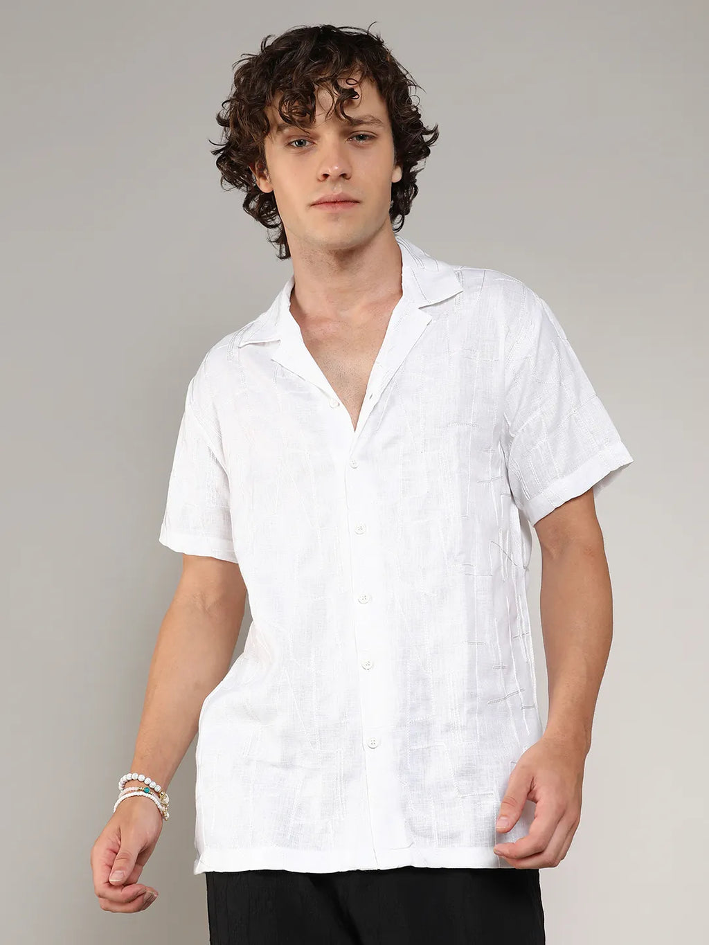 Campus Sutra Embroidered Heathered Shirt