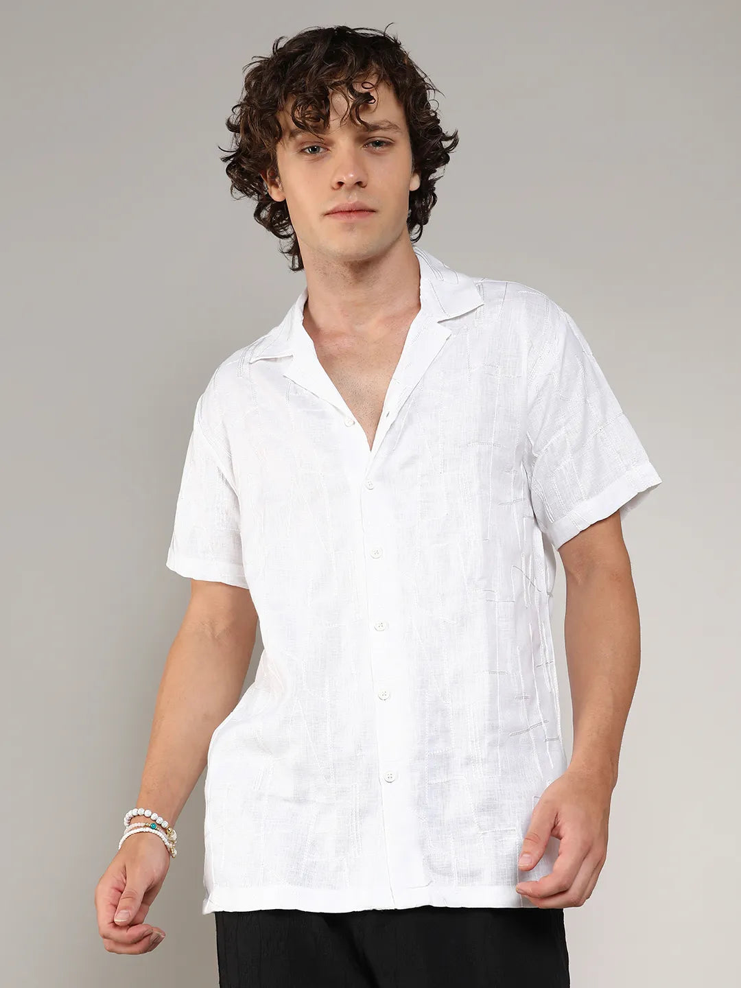 Campus Sutra Embroidered Heathered Shirt
