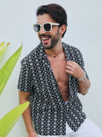 Campus Sutra Embroidered Geometric Shirt