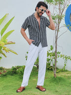 Campus Sutra Embroidered Geometric Shirt