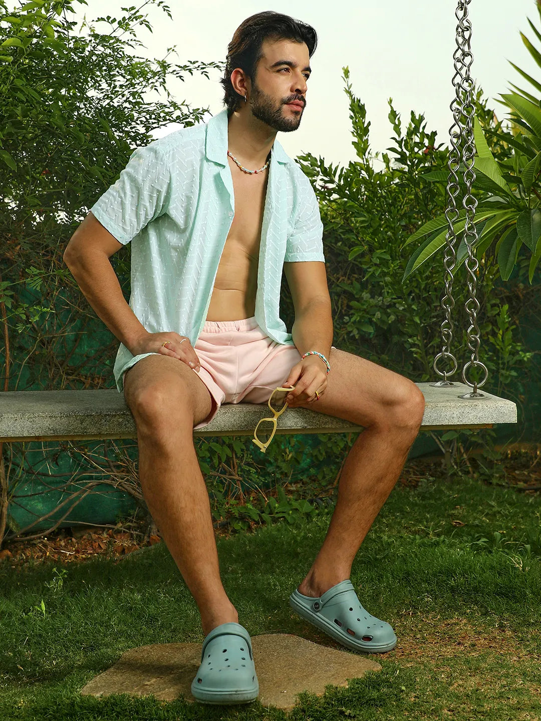 Campus Sutra Embroidered Zig-Zag Shirt