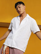 Campus Sutra Embroidered Zig-Zag Shirt