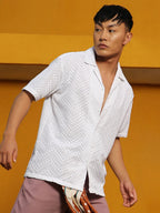 Campus Sutra Embroidered Zig-Zag Shirt