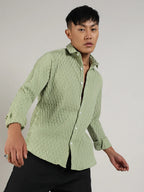 Campus Sutra Crinkled-Weave Shirt